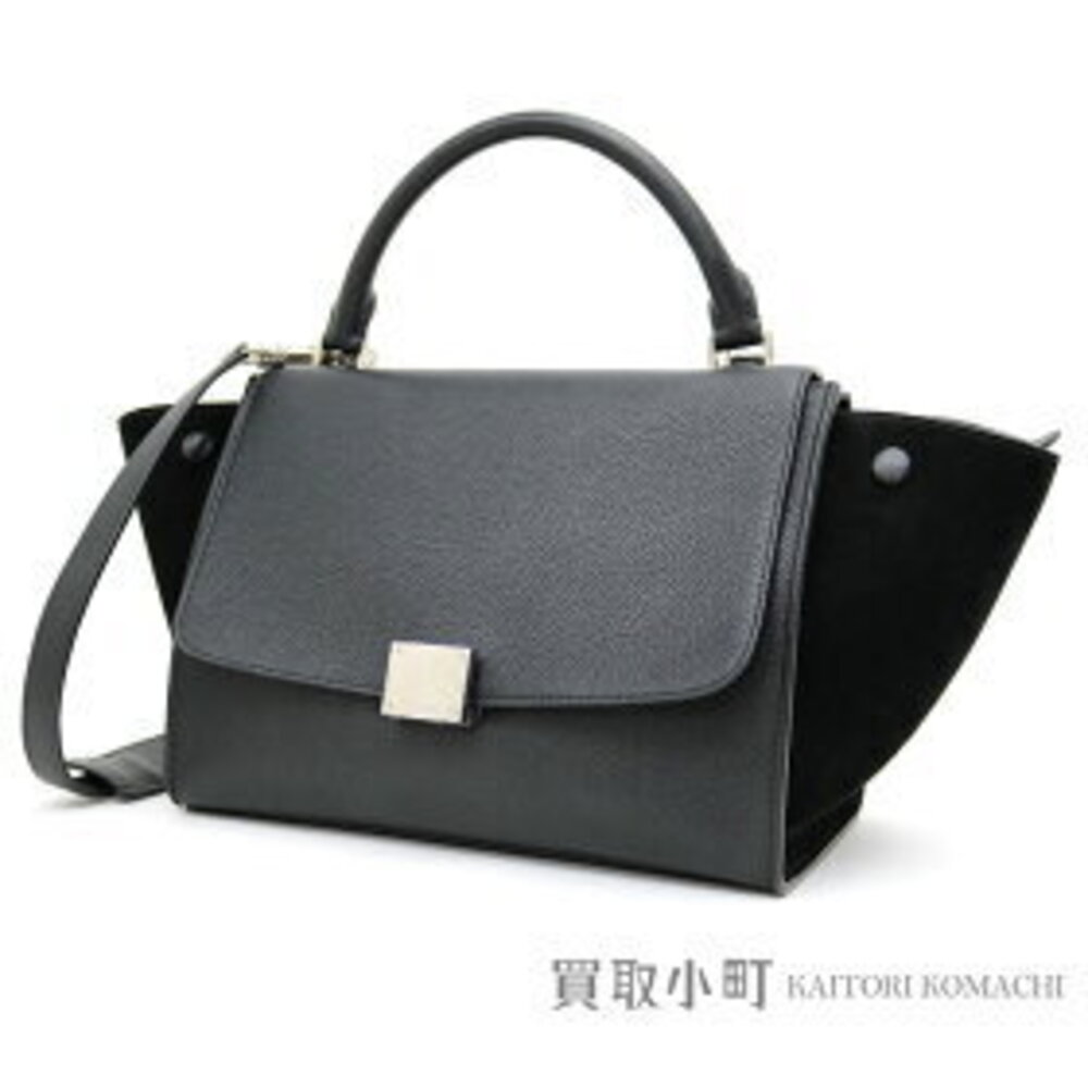 Celine Trapeze Black Calfskin Handbag Shoulder Bag Tote Luggage
